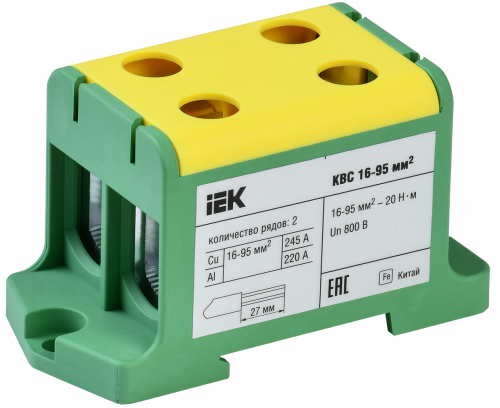 IEK Клемма вводная силовая КВС 16-95 кв.мм. 2-рядная PE
