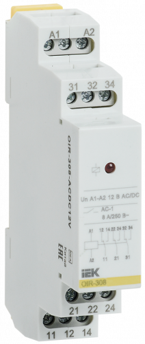 IEK ONI Промежуточное реле OIR 3 контакта (8А) 12 В AC/DC