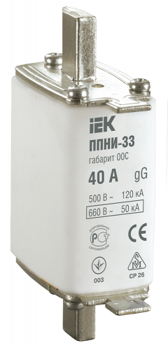 IEK Плавкая вставка предохранителя ППНИ-33, габарит 00С, 40А