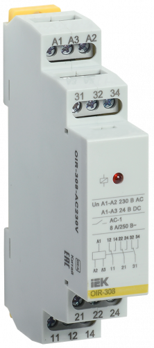 IEK ONI Промежуточное реле OIR 3 контакта (8А) 230 В AC