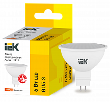 Лампа светодиодная ALFA MR16 софит 6Вт 230В 3000К GU5,3 IEK