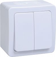 IEK ВС20-2-0-ГПБ Выключатель 2кл о/у IP54 (цвет клавиши:белый) ГЕРМЕС PLUS