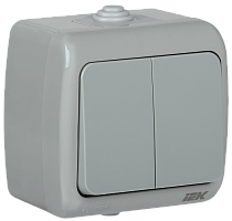 IEK Выключатель 2-клавишный для открытой установки ВС-20-2-0-A 10А IP54 AQUATIC IEK